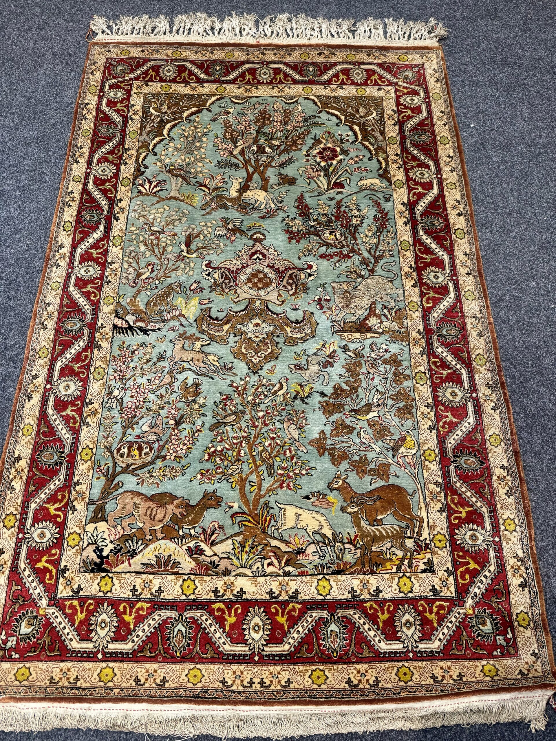 Persischer Ghom Seidenteppich (170x105cm) – Paradiesgarten-Design – Bild 8
