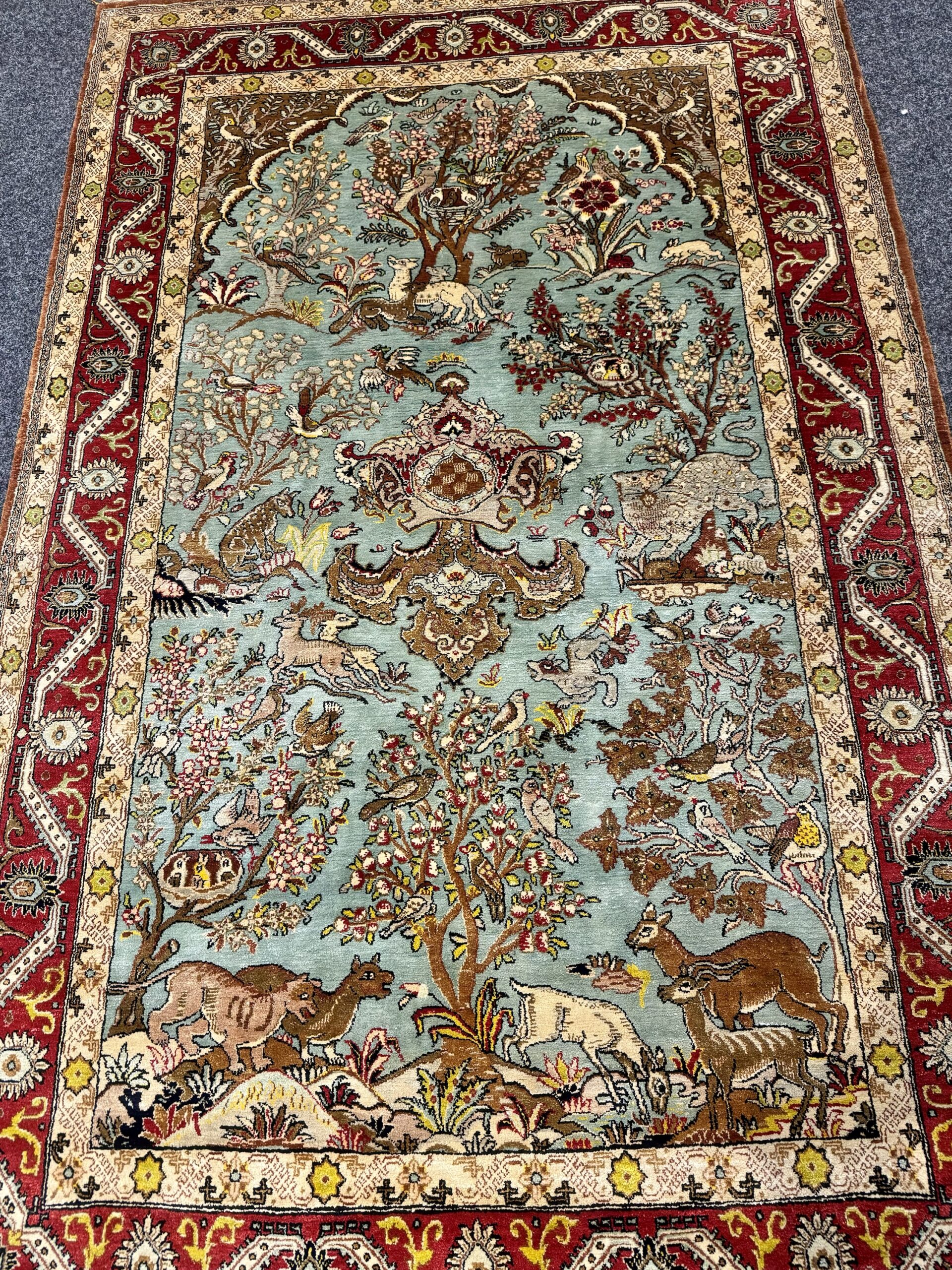 Persischer Ghom Seidenteppich (170x105cm) – Paradiesgarten-Design